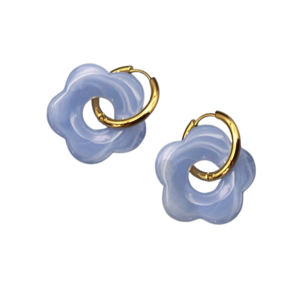 Flower Charm Clicker Hoop Earrings