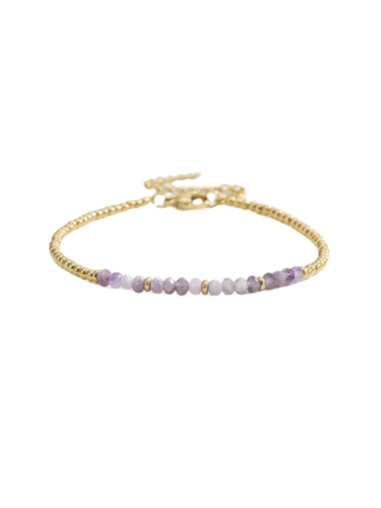 Amethyst & Gold Beads Bracelet