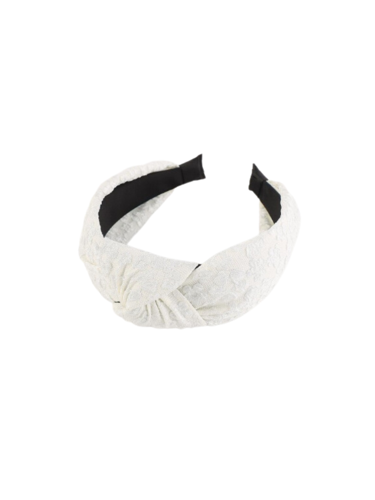 White Floral Texture Headband