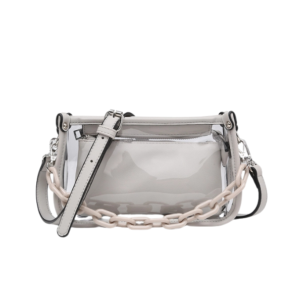 Jessica Clear Crossbody Bag w/Chain Shoulder Strap