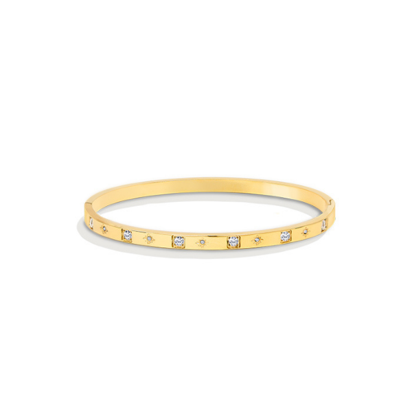 Secret Box NY Stainless Steel Square CZ Bracelet