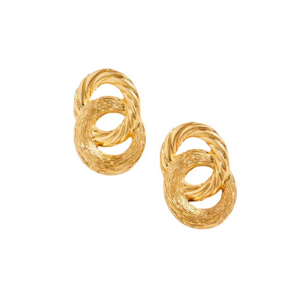 Mixed Texture Linked Circles Earrings