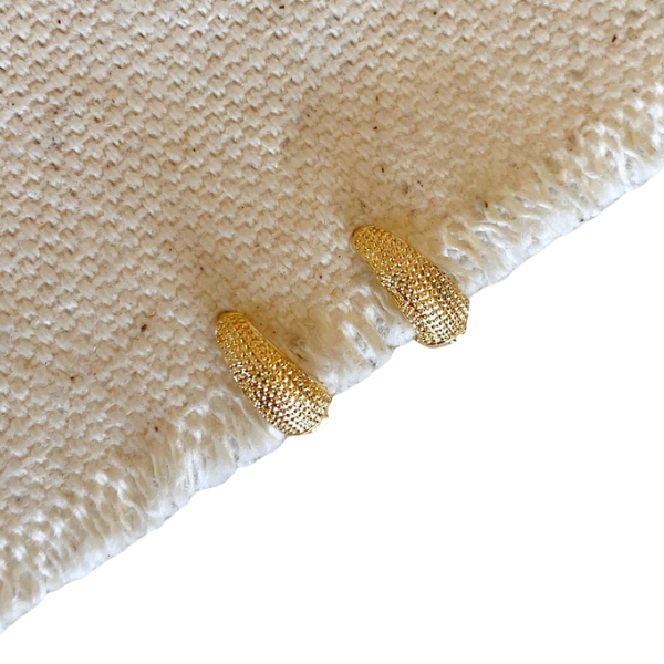 18k Gold Filled Tiny Textured Clicker Hoop Earrings