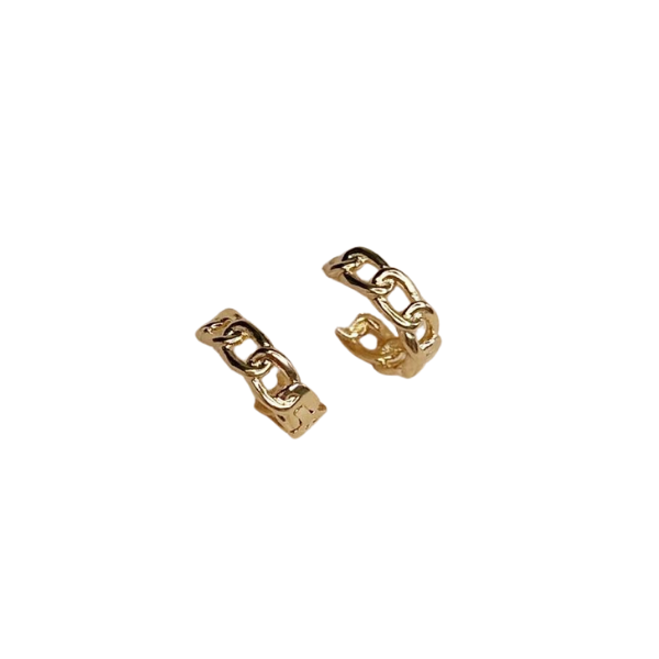 18k Gold Filled Cuban Link Huggie Hoop Earrings