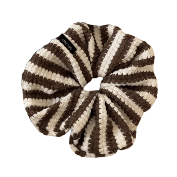 Textured Brown Stripe Scrunchie