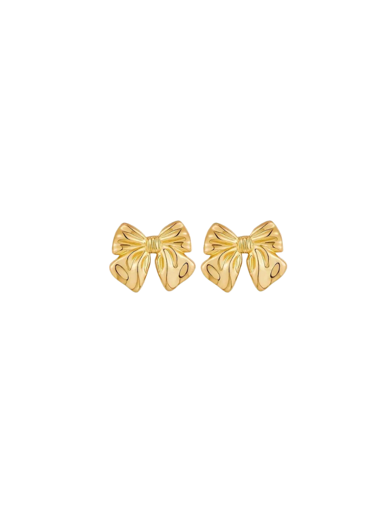 Wide Ribbon Bow Stud Earrings