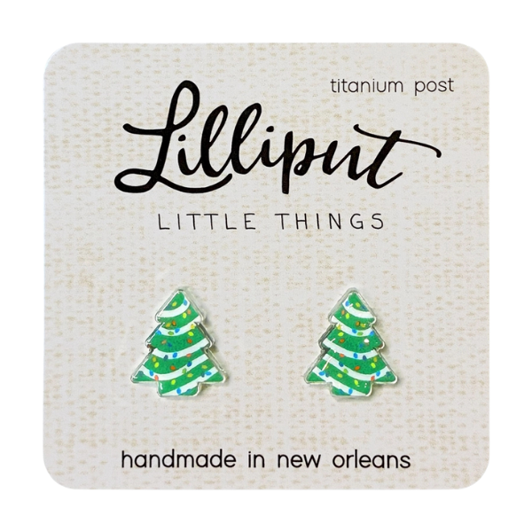 Lilliput Little Things Holiday Stud Earrings - Tree Snack Cakes