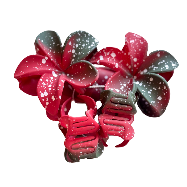 4pc Poinsettias Claw Clip Set