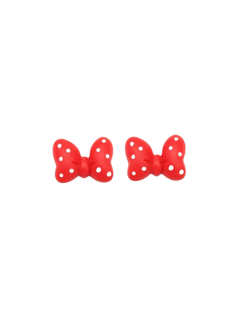 Minni Red Polka Dot Bow Stud Earrings