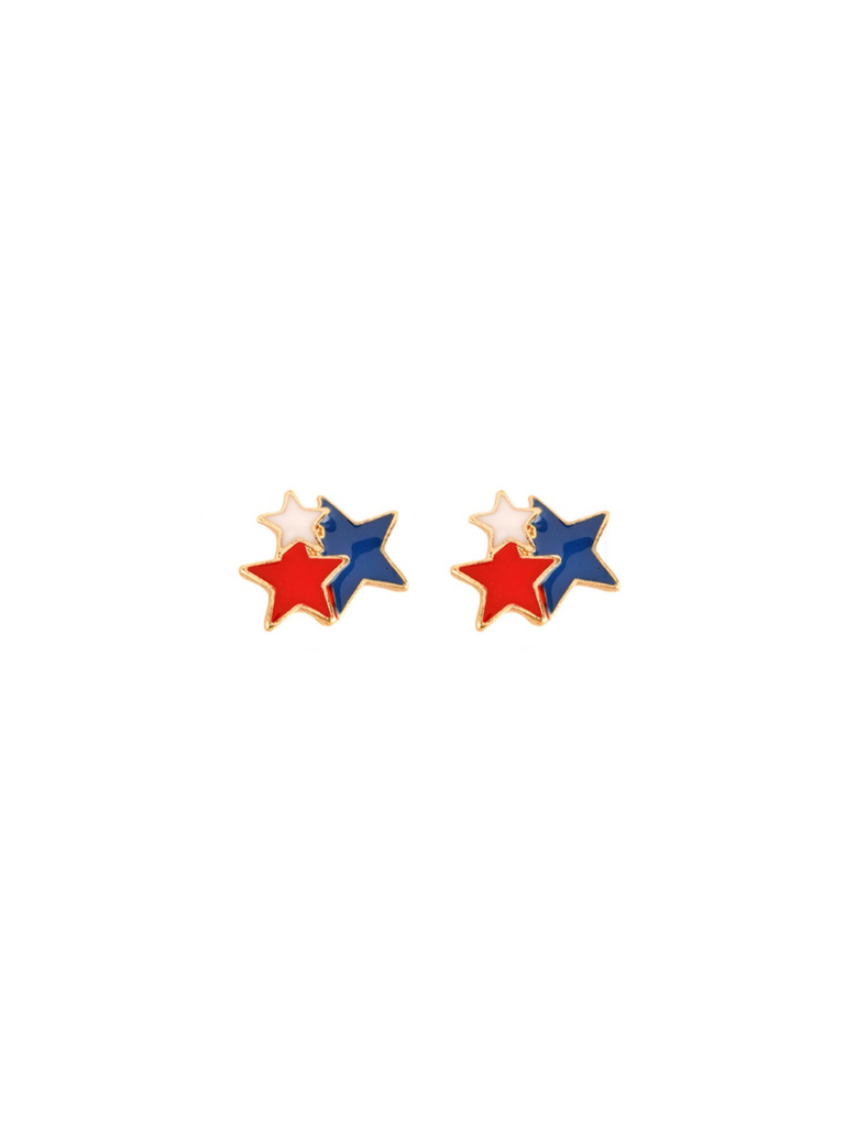 Red, White, Blue Star Stud Earrings