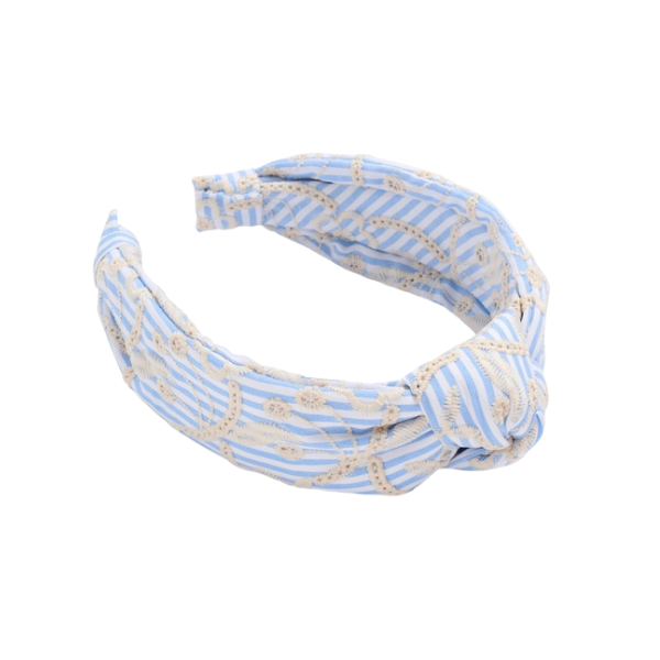 Eyelet Lace & Striped Top Knot Headband