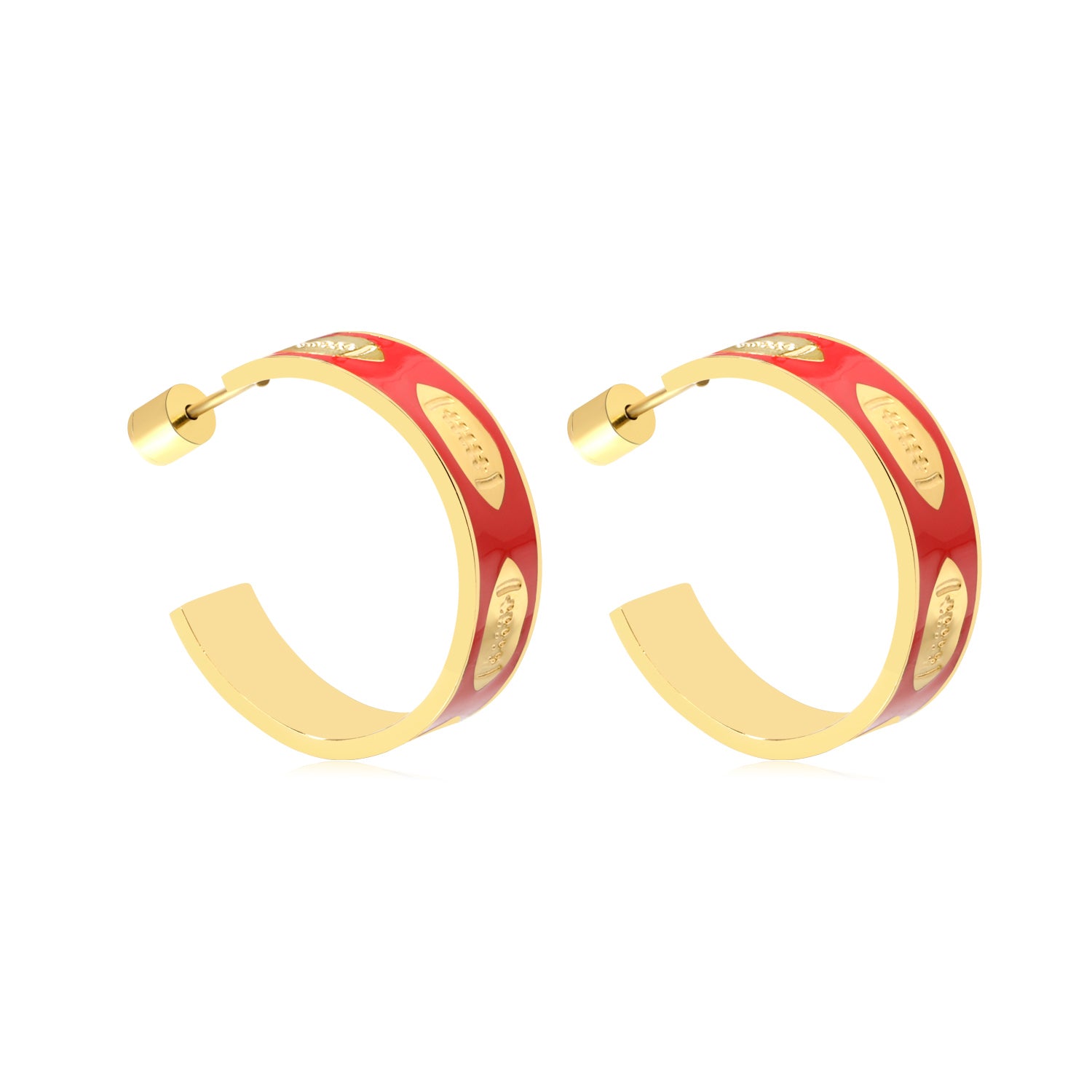 Kansas City Football Studded Red & Gold Hoops