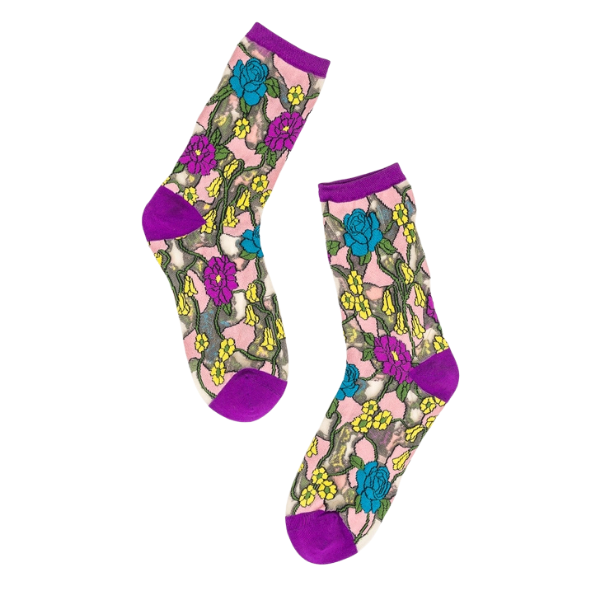 'Stained Glass' Floral Sheer Socks