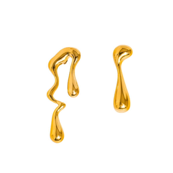 Gold Asymmetrical Drip Earrings