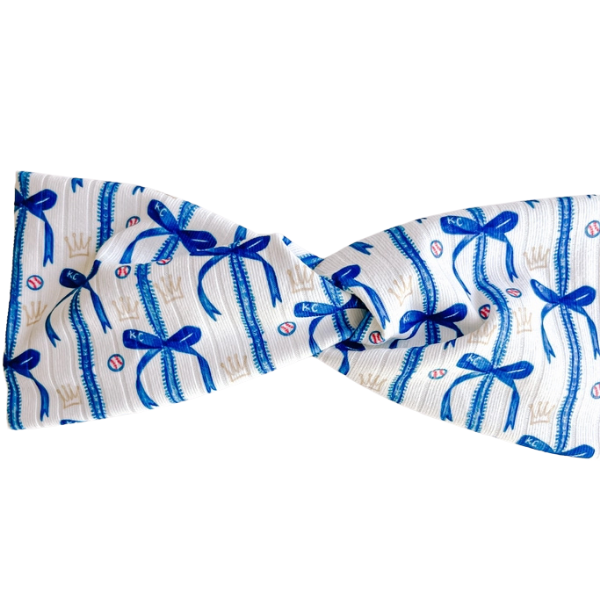 Evie Pearl Kansas City Blue Bows Twisted Turban Headband