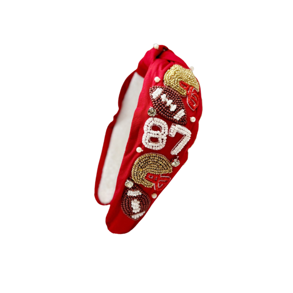 Kansas City #87 Game Day Red Beaded Headband