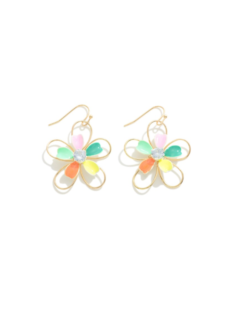 Multi Flower and Wire Earrings