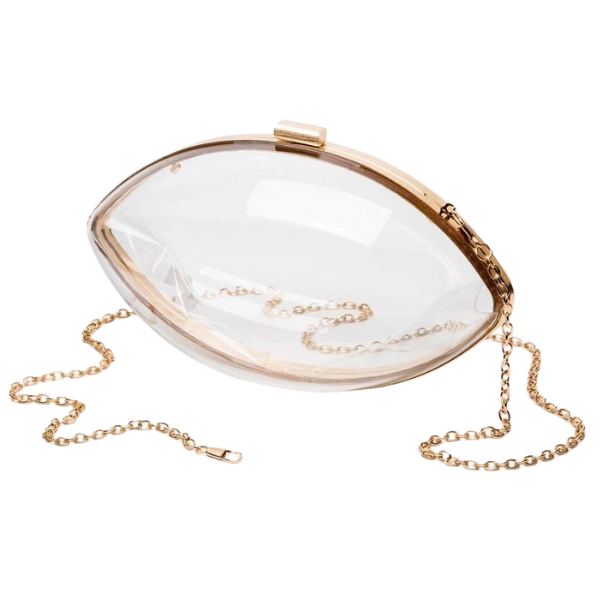 Clear Football Shaped Clutch