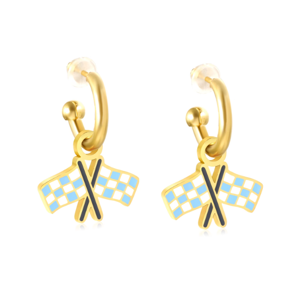 'The Sporting Edit' Flag Huggie Hoop Earrings