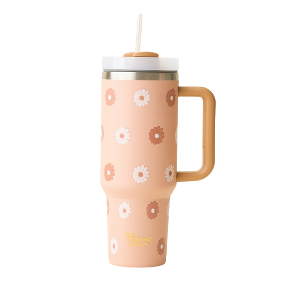 The Darling Effect Drinkware - Take Me Everywhere Tumbler - Darling Tan Daisy