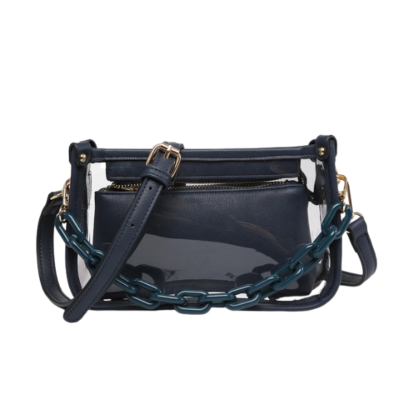 Jessica Clear Crossbody Bag w/Chain Shoulder Strap