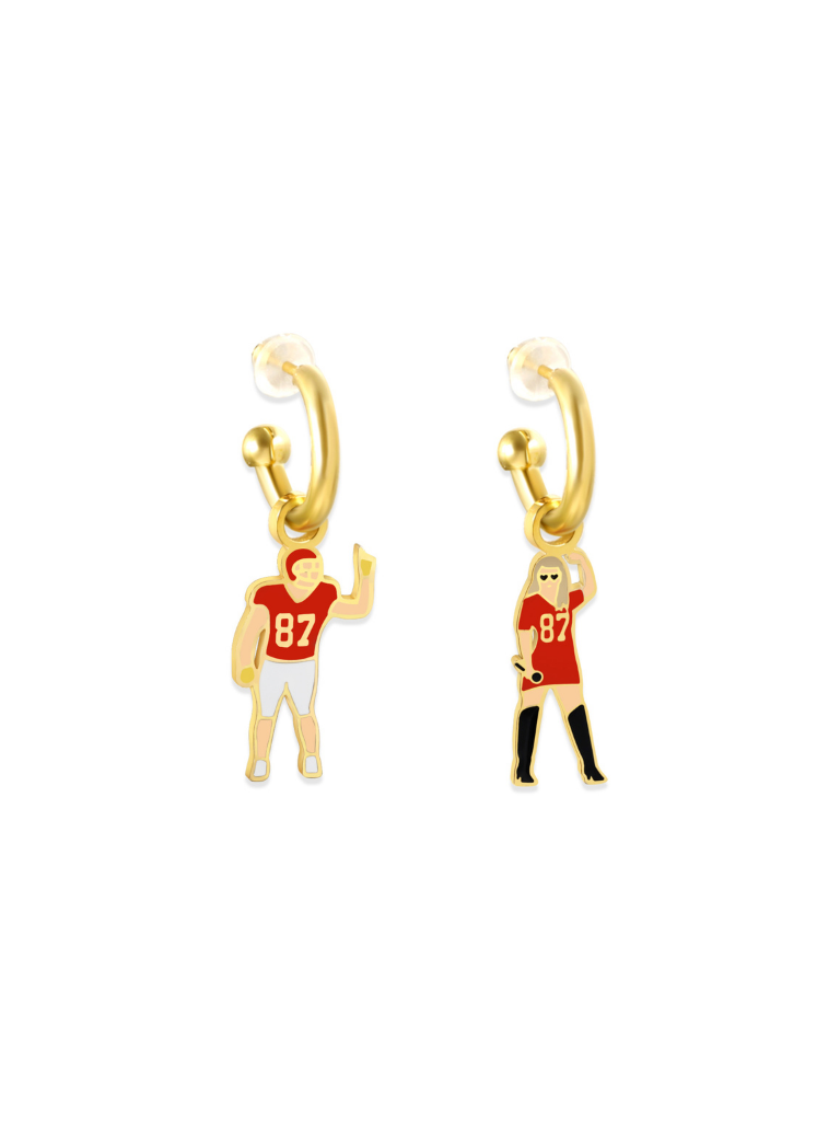 Kansas City #87 Tight End & Taylor Swift Huggie Hoop Earrings