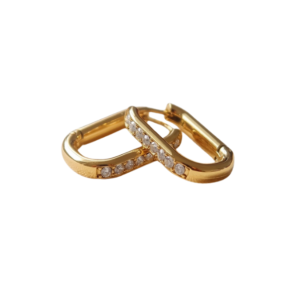 Marze Non-Tarnish Cz Oval Huggie Earrings