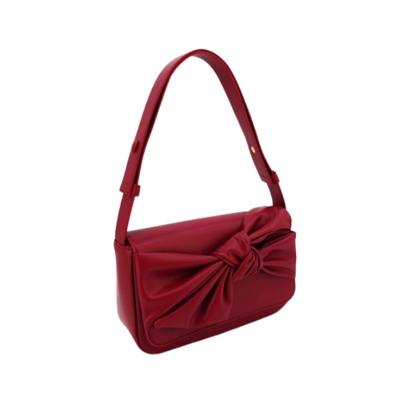 Elena Bow Accented Shoulder Bag - Red