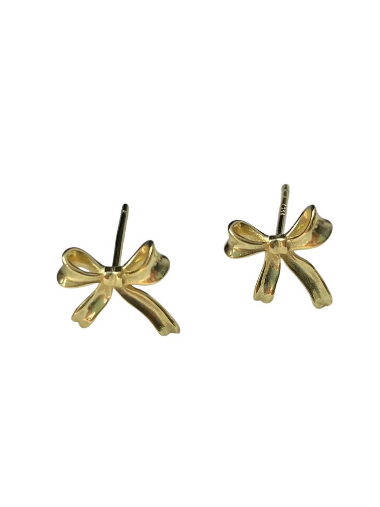 Gold Mini Bow Stud Earrings