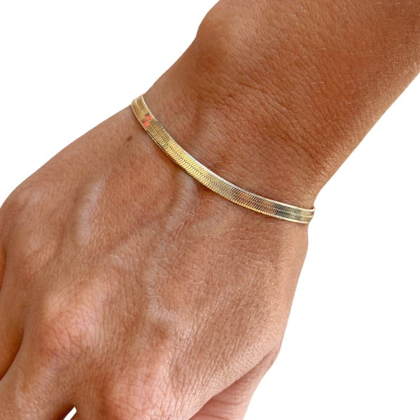 Gold Filled 3mm Herringbone Chain Bracelet
