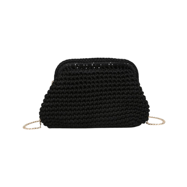 Anastasia Woven Clutch Bag w/Chain Strap