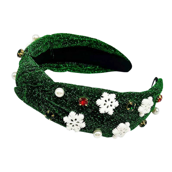 'Let It Snow' Embellished Top Knot Headband