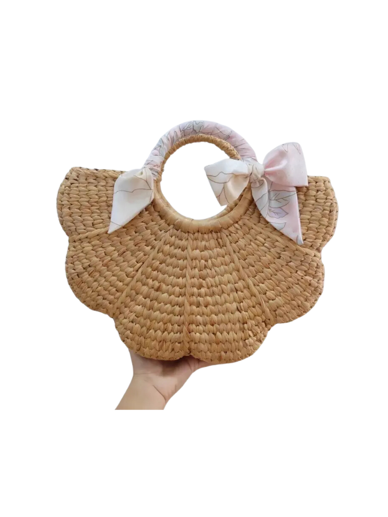 Small Water Hyacinth Flower Scalloped Bag