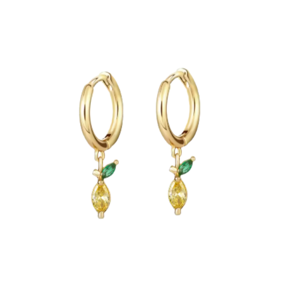 Rhinestone Fruit Charm Hoop Earrings
