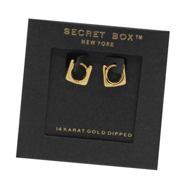 Secret Box NY 14k Gold Dipped Mini Square Huggie Hoop Earrings