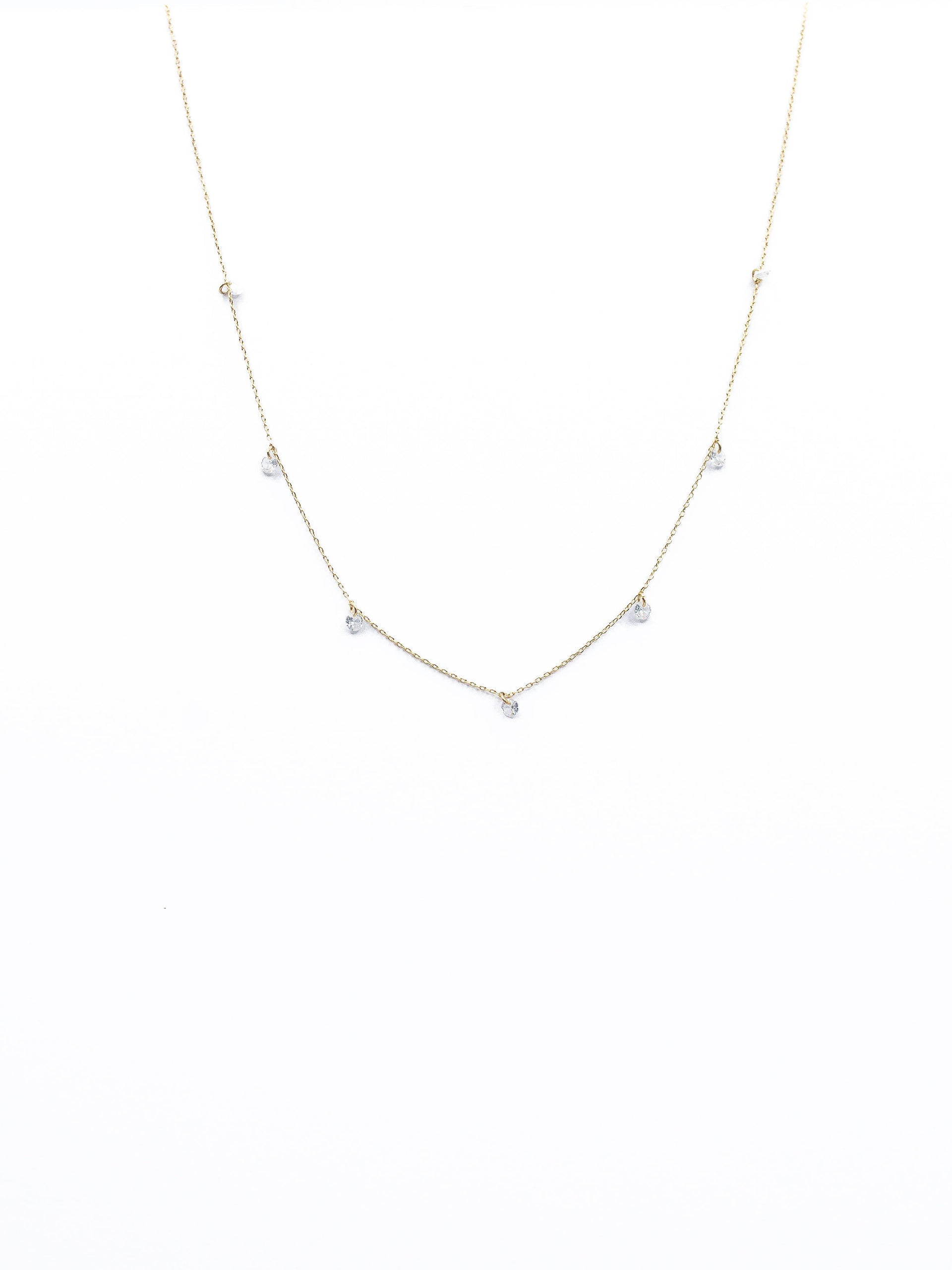 LA 7 Station Cubic Zirconia Delicate Necklace