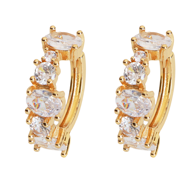 Oval Stone Hoop Earrings