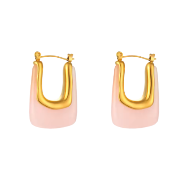 U-Shaped Boho Gold & Resin Statement Earrings