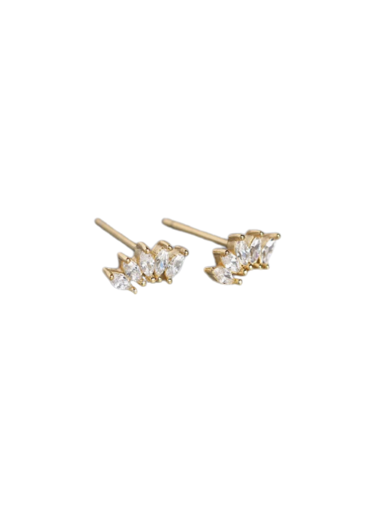 Pave CZ Stone Stud Earrings