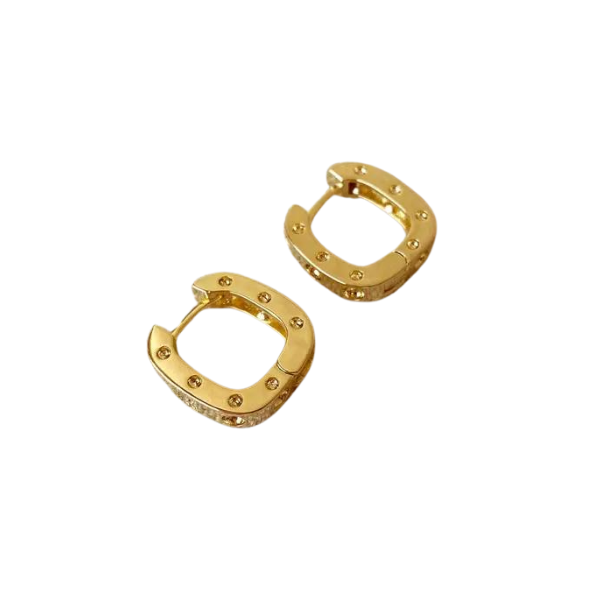 18k Gold Filled CZ Bezel Huggie Hoop Earrings