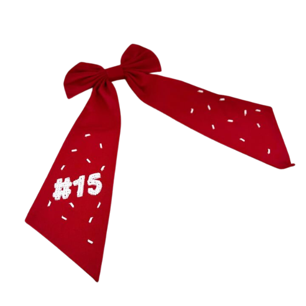 Kansas City #15 Red w/White Beads Bow Clip