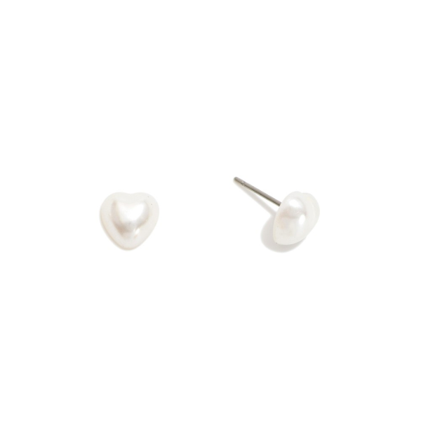 Pearl Heart Stud Earrings