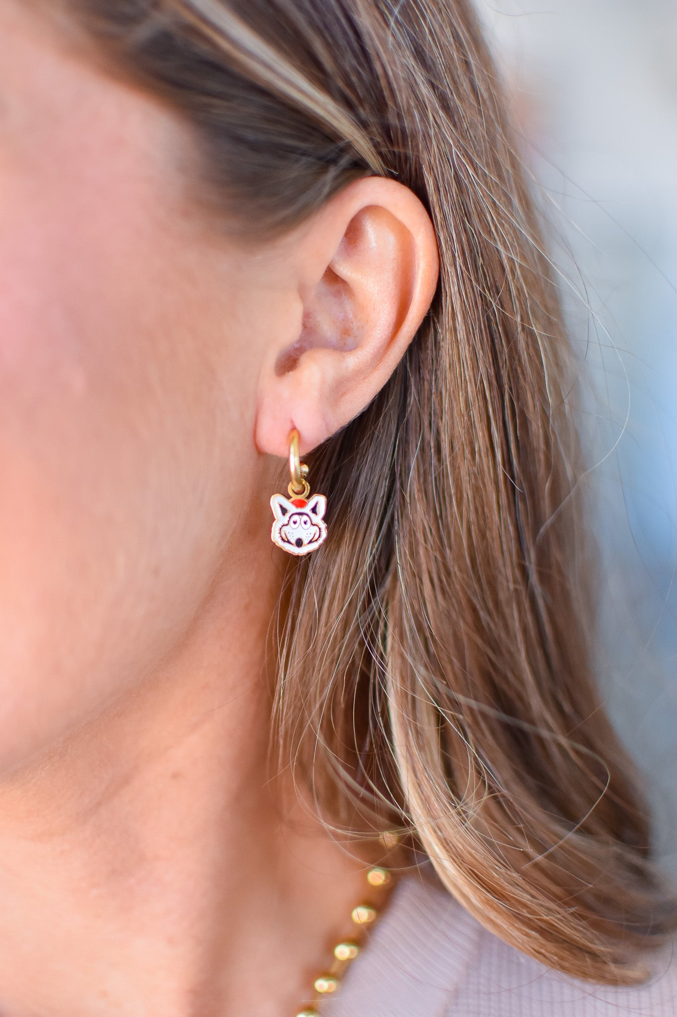 Kansas City Chiefs Mascot Huggie Hoop Earrings