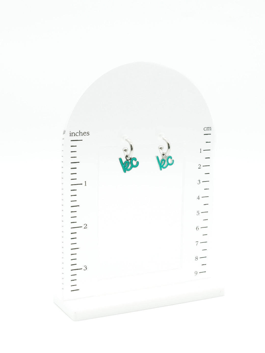 Kansas City Teal Script Charm Huggie Hoop Earrings