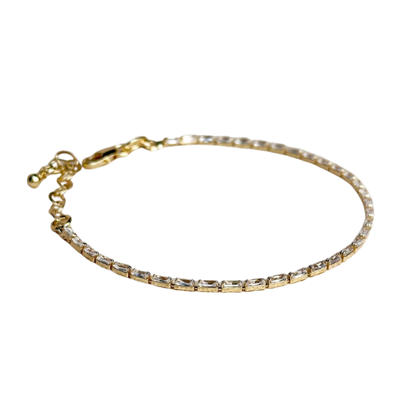 18K Gold Filled Bracelet - 1.5mm CZ Baguette Tennis
