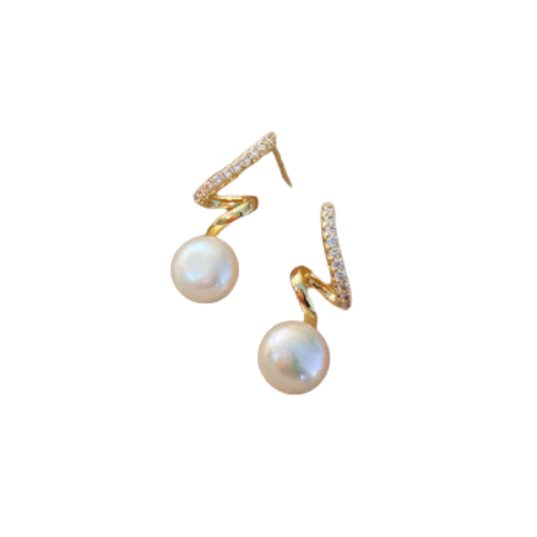 Pearl & Rhinestone Twist Earrings