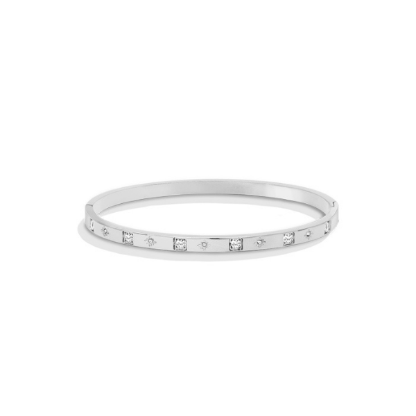 Secret Box NY Stainless Steel Square CZ Bracelet