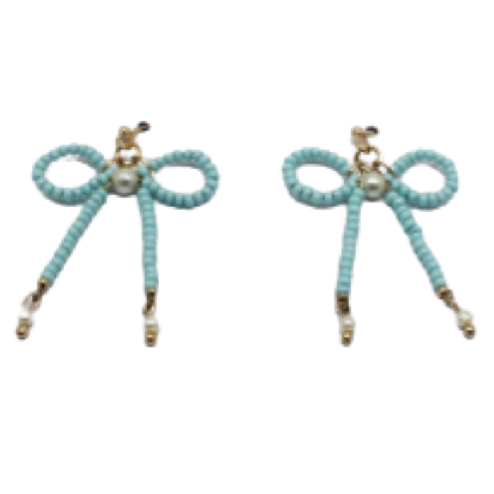 Beaded Bow Dangle Earrings