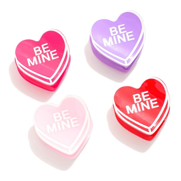 4pc Candy Hearts Claw Clip Set