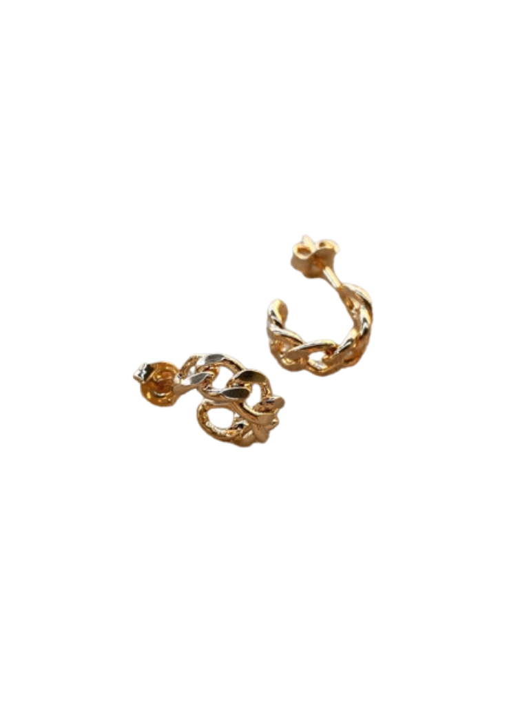 18k Gold Filled Petite Cuban Link Hoop Earrings